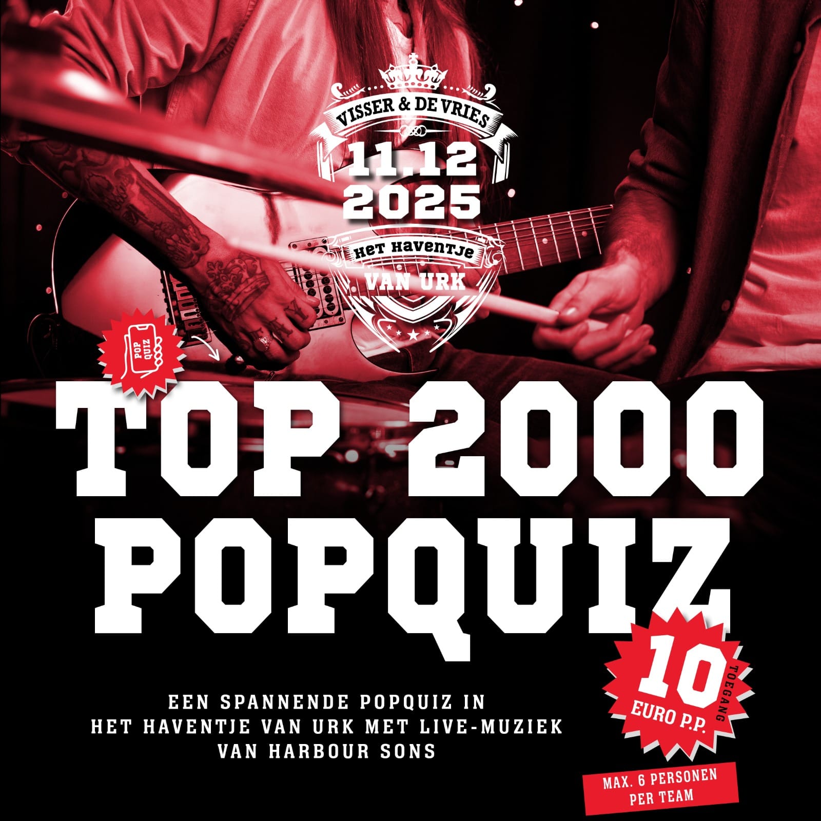 Boek hier je tickets voor: Top 2000 popquiz & Harbour Sons